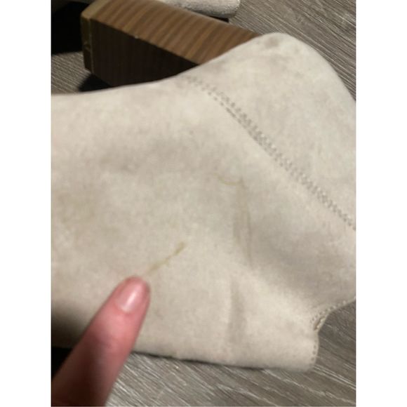 Old Navy Sueded Block-Heel Booties, Ankle Boots- Cream Color, Size 9 - Picture 6 of 12